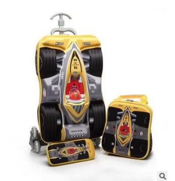 Foldable Rolling Luggage Bag - 3D Jongens Auto trolley koffer Kinderen