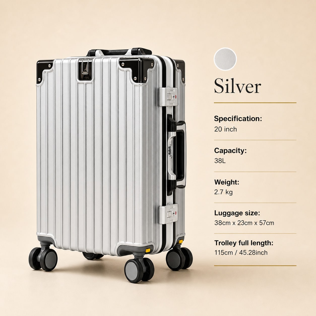 20 inch handbagage, goedgekeur - Aluminum Frame Carry On Luggage recensie en prijs